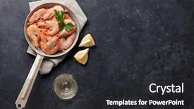  Presentation with seafood - Slides with seafood on stone table shrimp background and a dark gray colored foreground