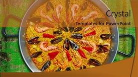  Presentation with recipe - PPT layouts with seafood paella from spain recipe of valencia background and a gold colored foreground