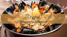  Presentation with seafood paella - PPT theme featuring seafood paella in the fry background and a yellow colored foreground