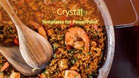  Presentation with seafood paella - Slide deck with seafood-paella-on-the-wooden background and a tawny brown colored foreground