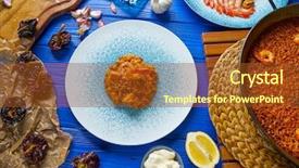  Presentation with seafood paella - PPT theme having seafood paella senyoret rice from valencia spain background and a tawny brown colored foreground