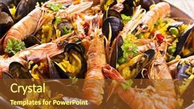  Presentation with seafood paella - Beautiful PPT theme featuring seafood paella backdrop and a tawny brown colored foreground