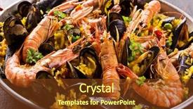  Presentation with seafood paella - Beautiful PPT theme featuring seafood paella backdrop and a tawny brown colored foreground