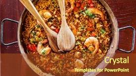  Presentation with seafood paella - Beautiful slides featuring seafood paella backdrop and a tawny brown colored foreground