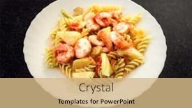  Presentation with pasta sauce - PPT theme featuring seafood-pasta-in-sweet background and a coral colored foreground