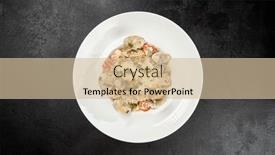  Presentation with clams - PPT layouts enhanced with seafood-pasta-with-vongole-clams background and a soft green colored foreground