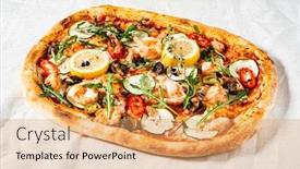 Presentation with seafood - Amazing presentation design having seafood-pizza-with-lemon backdrop and a yellow colored foreground