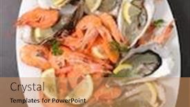  Presentation with oyster - PPT theme enhanced with seafood-platter-shrimp-and-oyster background and a coral colored foreground