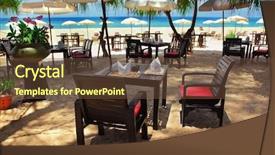  Presentation with cafe - PPT theme enhanced with seafood restaurant - beach cafe background and a tawny brown colored foreground