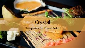  Presentation with grilled - Cool new slides with seafood restaurant - grilled salmon with cafe de backdrop and a gold colored foreground