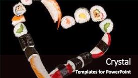  Presentation with holding puzzle pieces - Presentation with seafood restaurant - sushi sticks holding pieces background and a wine colored foreground