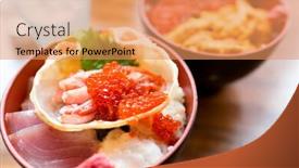  Presentation with seafood - Cool new slide deck with seafood-rice-bowl-in-japanese backdrop and a coral colored foreground