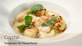  Presentation with white plate - PPT theme with seafood-risotto-with-scallops background and a lemonade colored foreground