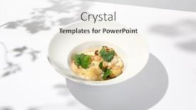  Presentation with white plate - PPT theme having seafood-risotto-with-scallops background and a white colored foreground