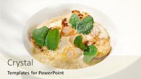  Presentation with white plate - Presentation with seafood-risotto-with-scallops background and a  colored foreground