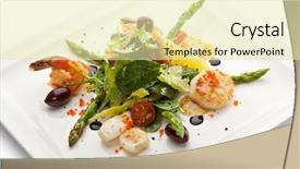  Presentation with alaskan seafood - Cool new slide set with seafood salad with asparagus lemon backdrop and a soft green colored foreground