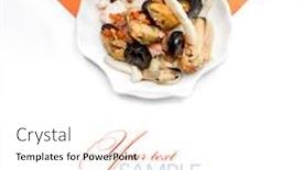  Presentation with seafood - Beautiful slide deck featuring seafood-salad-with-mussels backdrop and a white colored foreground