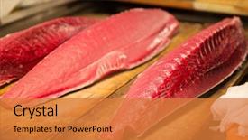  Presentation with market food - Slides featuring seafood sale and food concept background and a gold colored foreground