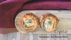  Presentation with spinach - Colorful presentation theme enhanced with seafood-salmon-and-spinach-tartlets backdrop and a coral colored foreground
