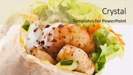  Presentation with prawn - Slides featuring seafood sandwich - pita stuffed with prawn background and a yellow colored foreground