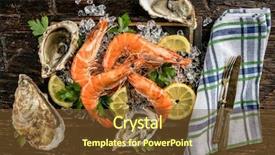  Presentation with seafood - PPT layouts having seafood served on black stone background and a tawny brown colored foreground