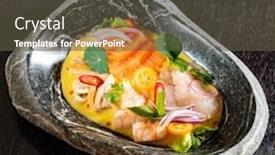  Presentation with mango - Presentation featuring seafood sevice with mango sauce background and a dark gray colored foreground