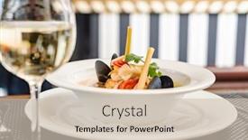  Presentation with seafood - Theme consisting of seafood-soup-and-white-wine background and a soft green colored foreground