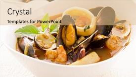  Presentation with seafood - Presentation theme having seafood soup background and a coral colored foreground
