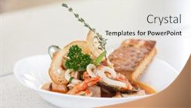  Presentation with seafood - Theme with seafood soup background and a sky blue colored foreground
