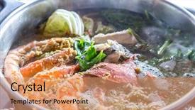  Presentation with shrimp fish - Cool new theme with seafood spicy hot pot crab backdrop and a coral colored foreground