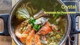  Presentation with prawn - Colorful PPT layouts enhanced with seafood spicy hot pot crab backdrop and a tawny brown colored foreground