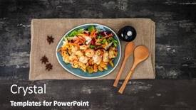  Presentation with seafood - PPT layouts having seafood-tagliatelle-cream-sauce background and a dark gray colored foreground