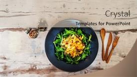  Presentation with seafood - PPT theme featuring seafood-tagliatelle-cream-sauce background and a soft green colored foreground