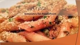  Presentation with seafood - Colorful presentation design enhanced with seafood-tagliatelle-cream-sauce backdrop and a coral colored foreground