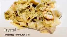  Presentation with seafood - Colorful PPT theme enhanced with seafood-tagliatelle-cream-sauce backdrop and a lemonade colored foreground