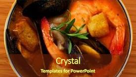  Presentation with seafood - Cool new PPT theme with seafood - traditional asian fish soup backdrop and a tawny brown colored foreground