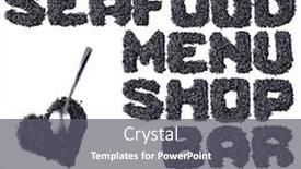  Presentation with caviar - PPT theme featuring seafood-words-made-of-black background and a dark gray colored foreground