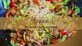  Presentation with seafoods - Cool new PPT theme with delicious chinese food - seafoods - shrimps sea scallops backdrop and a gold colored foreground