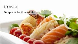  Presentation with seafoods - Cool new PPT layouts with seafoods with vegetables and herbs backdrop and a white colored foreground
