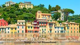  Presentation with luxury resort - Theme featuring seafront-with-colorful-houses background and a coral colored foreground