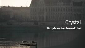  Presentation with danube - Presentation theme featuring seagulls-at-the-danube-river background and a dark gray colored foreground