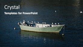  Presentation with fishing boat - Theme having seagulls-swarmed-the-fishing-boat background and a tawny brown colored foreground