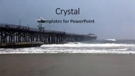 Presentation with southern beach grass - Presentation theme consisting of seal beach pier in southern background and a light blue colored foreground