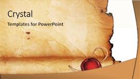  Presentation with ancient scroll - Cool new PPT theme with seal book - ancient scroll isolated on white backdrop and a blonde colored foreground