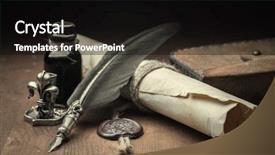  Presentation with old paper pen - PPT layouts consisting of seal book - old paper and fountain pen background and a black colored foreground
