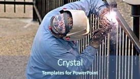  Presentation with welder worker welding and cutting - Cool new presentation with seal on a new backdrop and a ocean colored foreground