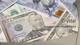  Presentation with credit and collection - Colorful PPT theme enhanced with seal president - us dollar banknote collection backdrop and a  colored foreground