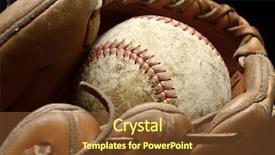  Presentation with mlb baseball game ball - Audience pleasing slide deck consisting of seam - baseball and mitt for playing backdrop and a tawny brown colored foreground
