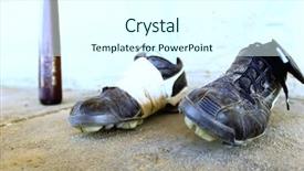  Presentation with baseball - Colorful slide deck enhanced with seam - baseball shoes and bat backdrop and a cool aqua colored foreground