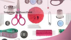  Presentation with sewing - Presentation design enhanced with seamless background from different isolated sewing items background and a lemonade colored foreground